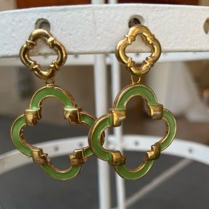 Spartina 449 gold and green quatrefold drop earrings